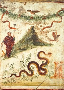 Baco ante el Vesubio, de la Casa del Centenario, Pompeya, Cuarto Estilo, siglo I d.C.